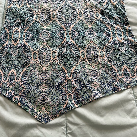 Raffaella Women’s Blue/Green Print Asymmetrical Tank Top - Picture 4 of 10